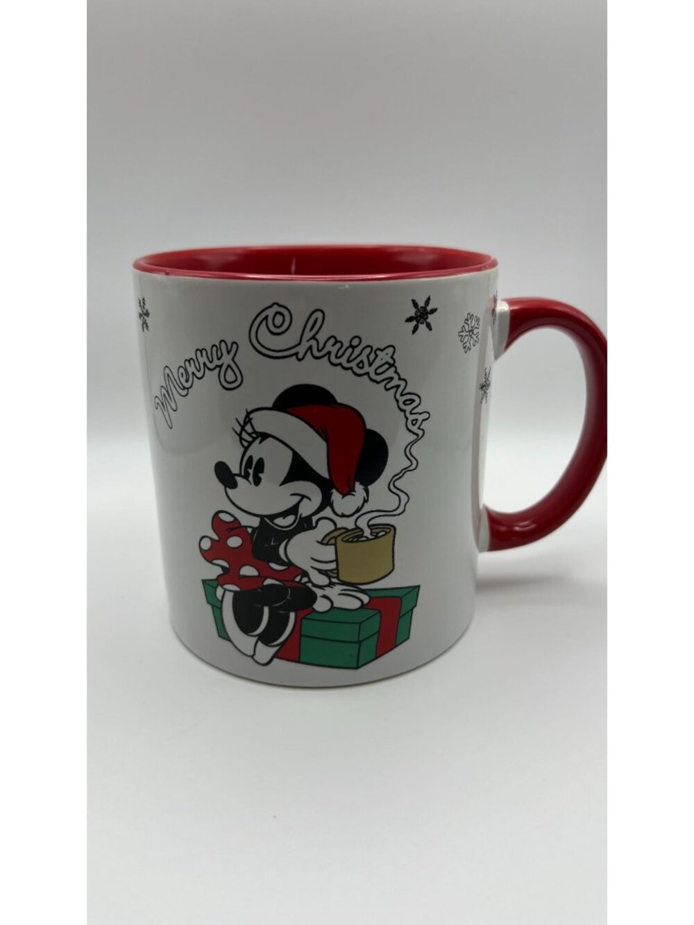 Disney Minnie Mouse Christmas Coffee Mug Red & White 14oz Ceramic Dishwasher Mic